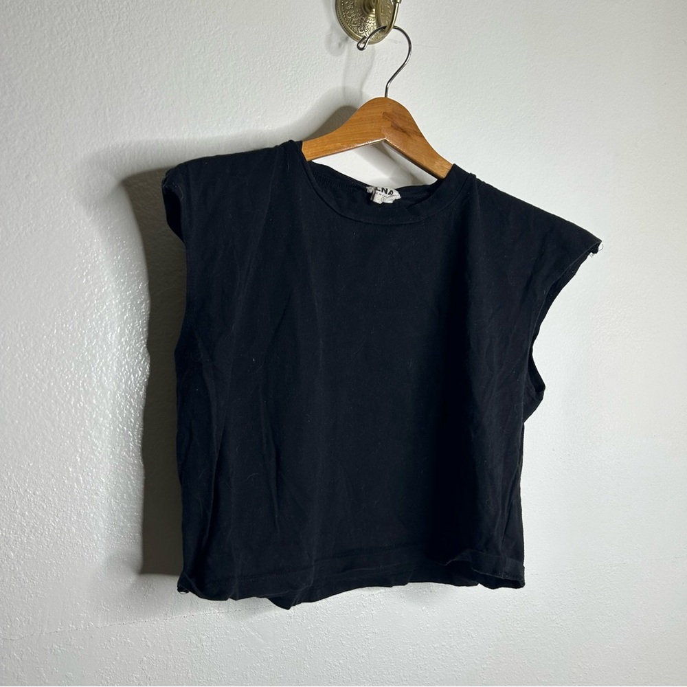 LNA 100% Cotton Cropped Muscle T - Shirt Black Size Small